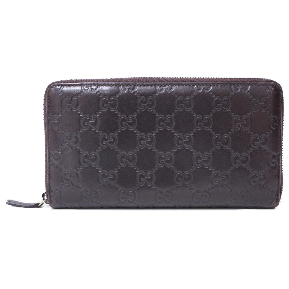 GUCCI round zipper long wallet Guccissima brown